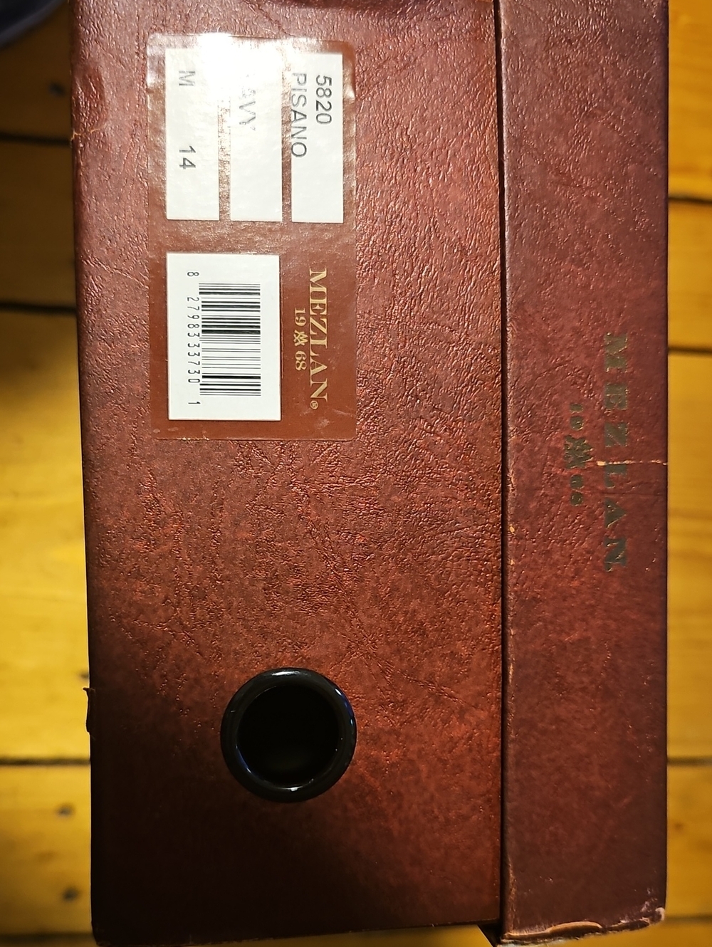 Mezlan Brown Textured Storage Box with Black Finger Hole